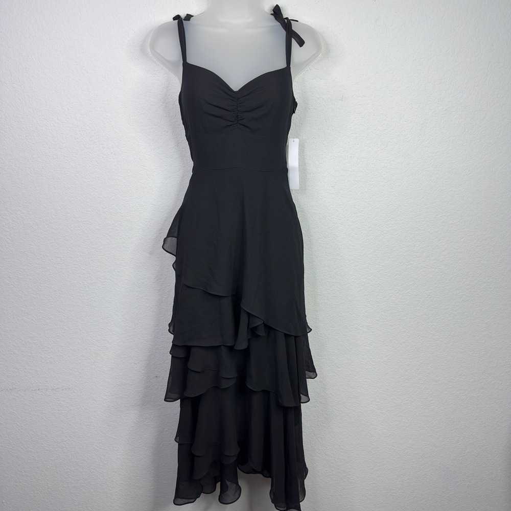 Flynn Skye Revolve Leona Dress Womens M Black Tiered Ruffle Whimsigoth Romantic